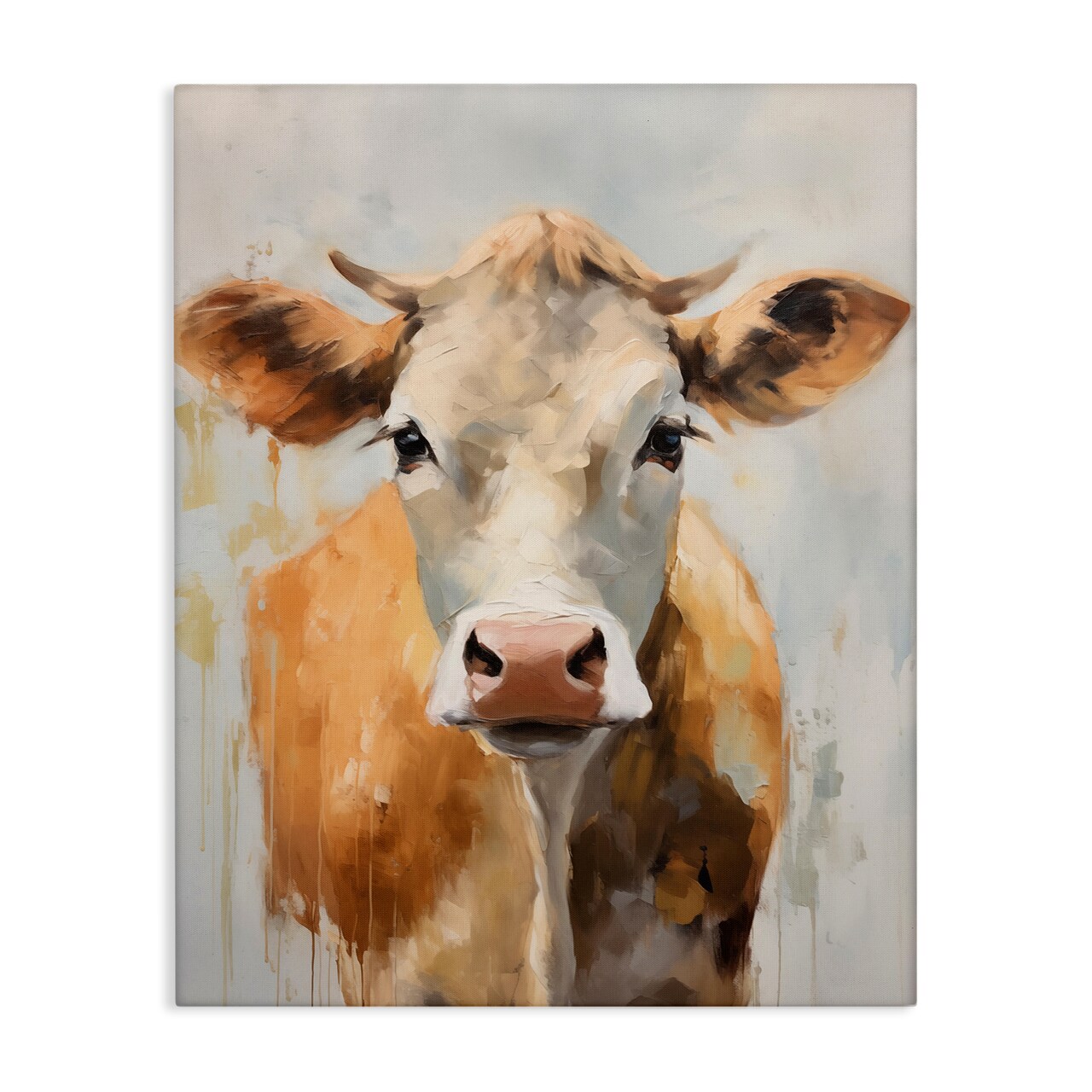 Stupell Industries Paint Drip Jersey Cow Canvas Wall Art Design by Arlington Prints